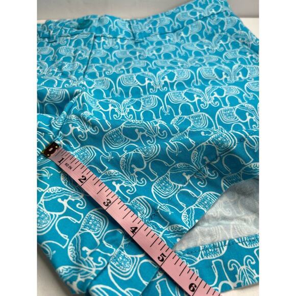 Crown & Ivy Turquoise Blue White Elephant Chino Shorts w Pockets Size 4 - Picture 7 of 8